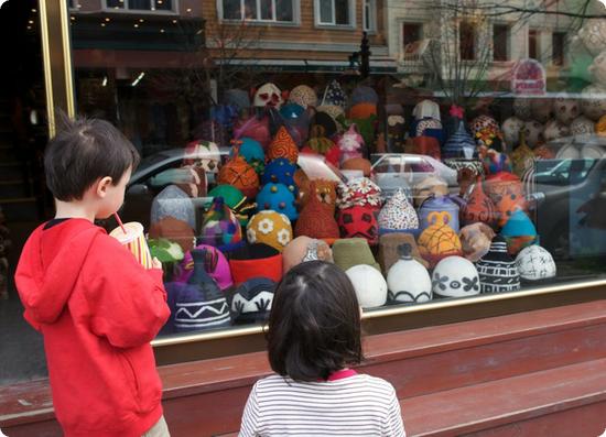 Window Display of Felt Hats in Istanbul